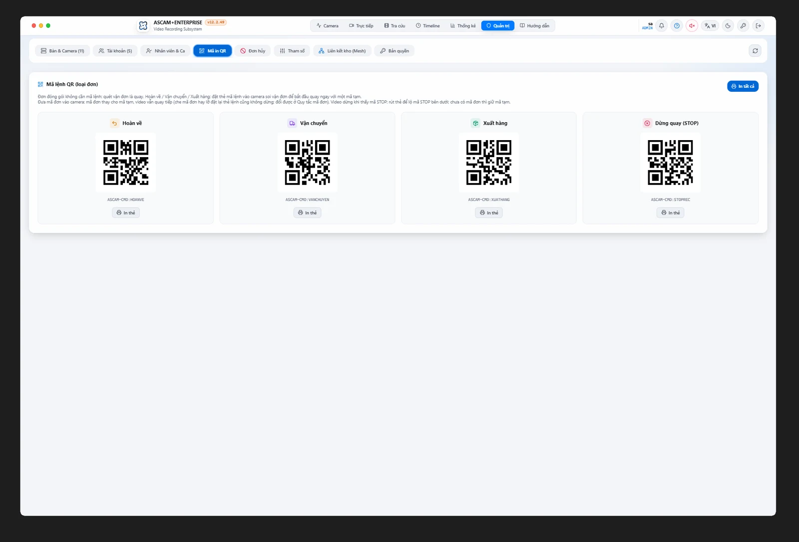 Thẻ mã lệnh QR quản lý hàng hoàn và bàn giao vận chuyển